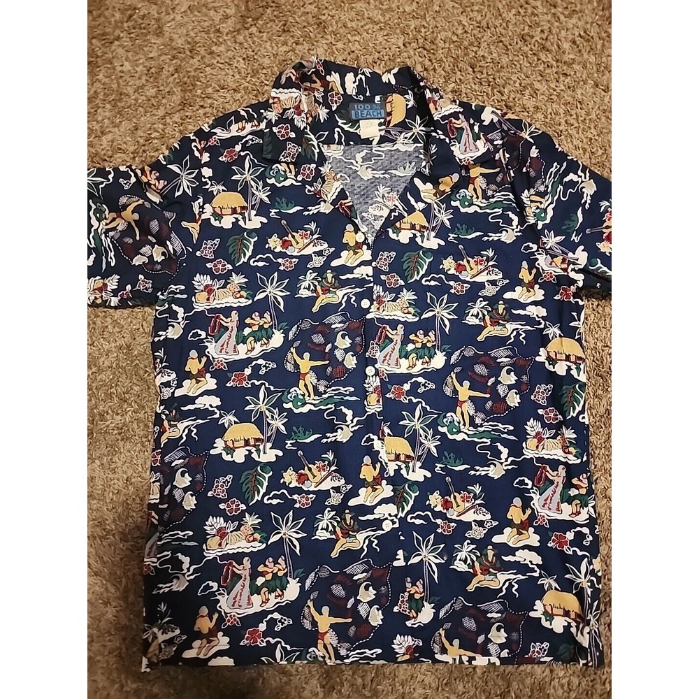 100%‎ Beach Short Sleeve Button Down Hawaiian Short XL